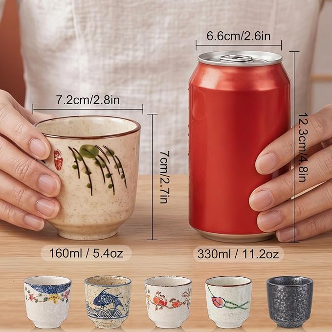 Japanese Tea Cups, Ceramic Matcha Cup, Handless Espresso Cups | 6oz Small