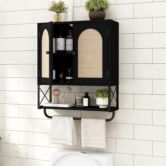 Rattan Bathroom Wall Cabinet