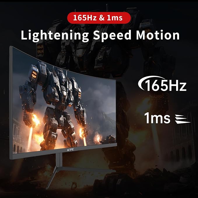 KTC 24 inch 1500R Curved Gaming Monitor 165Hz 1ms FHD 1080p VA Tilt Adaptive
