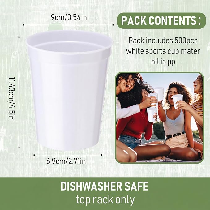 Yungyan 750 Pack 16 oz Stadium Cups Reusable Plastic Cups Blank Drink Stadium