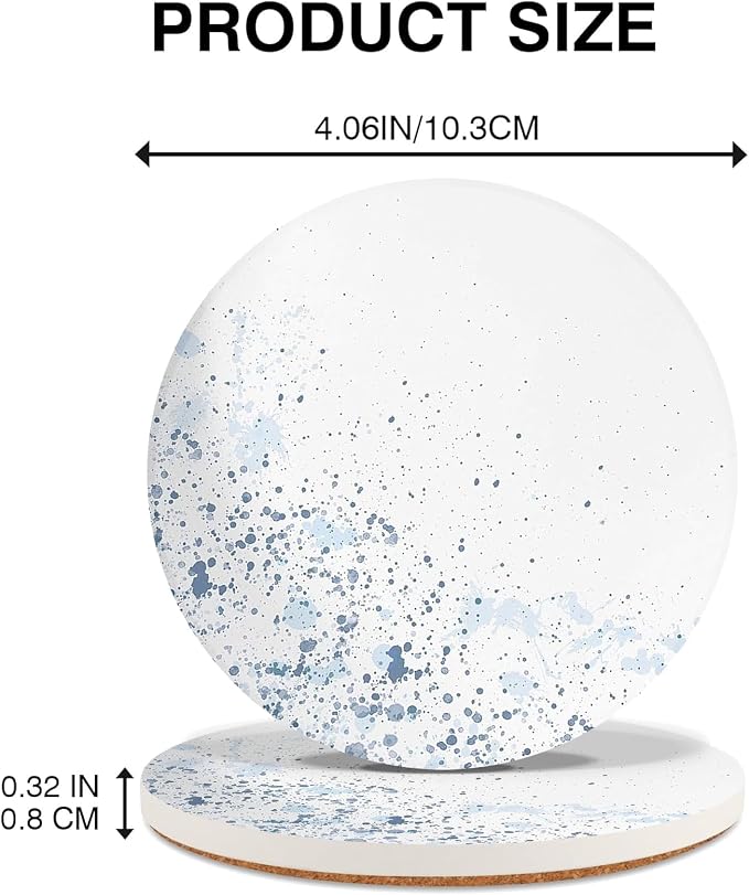 Drink Stone Coasters Set of 2 -Round Marble Style Desk Coasters
