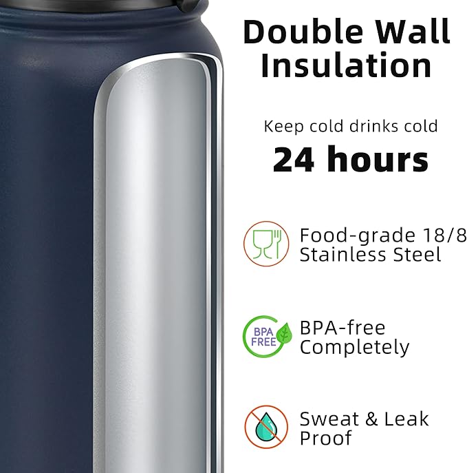 Fanhaw 32 oz Insulated Stainless Steel Water Bottle