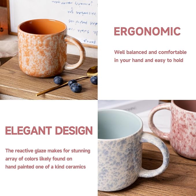 MONITO 12oz Coffee Mugs Set of 6, Modern Ceramic Mugs