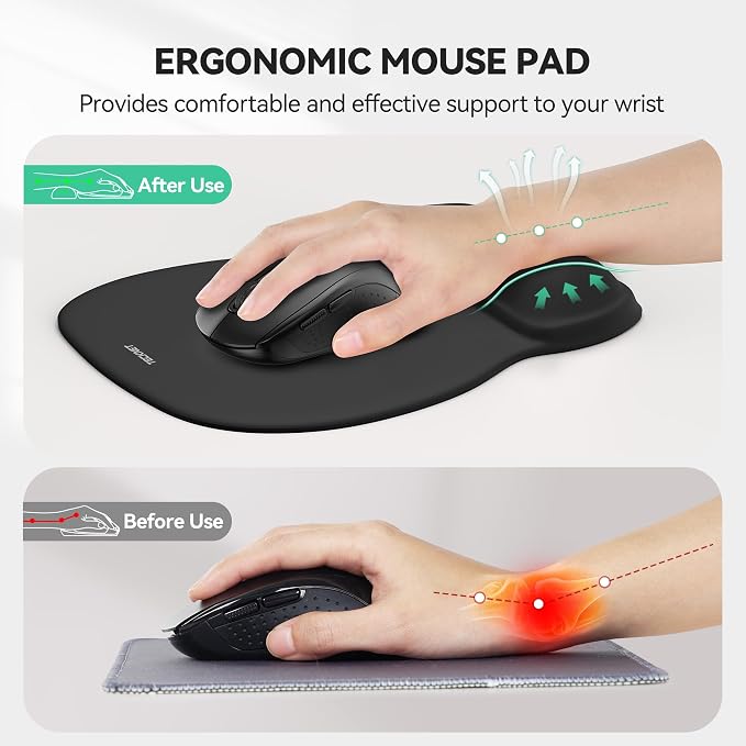 TECKNET Gel Mouse Pad with Wrist Rest, Ergonomic Office Mousepad with Wrist