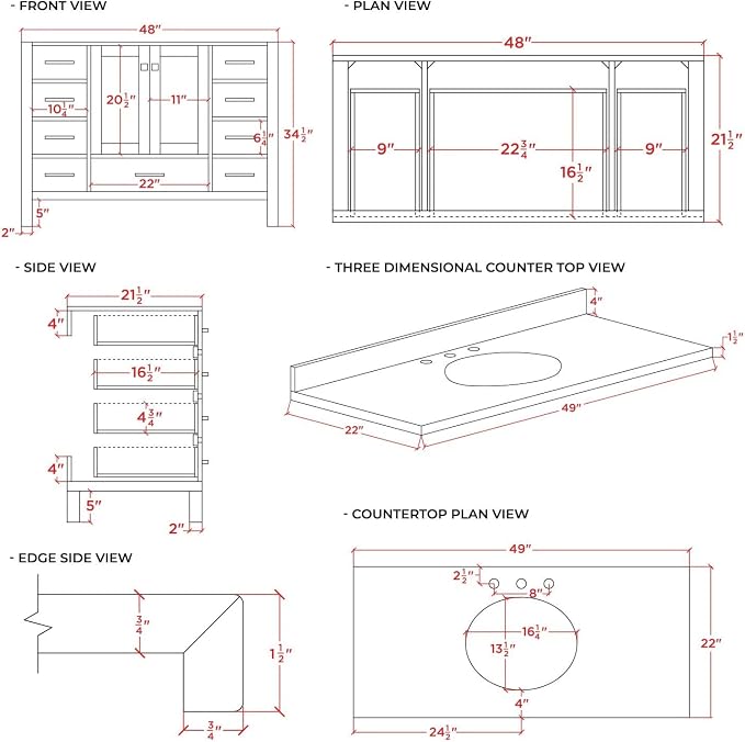 49" Grey Bathroom Vanity