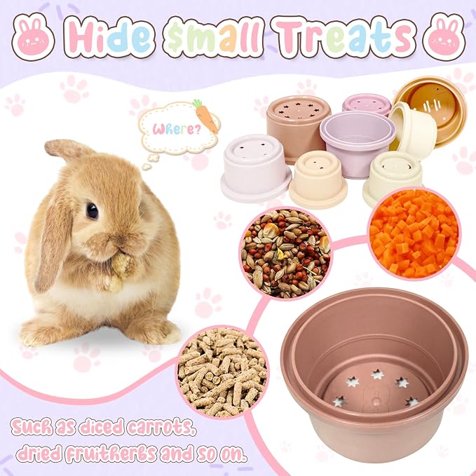 8 Pcs Stacking Cups for Small Animal Toys, Nesting Rabbit Toys of Different