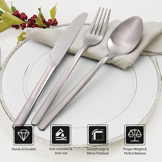 30 Pieces Silverware Set, Flatware Cutlery Set