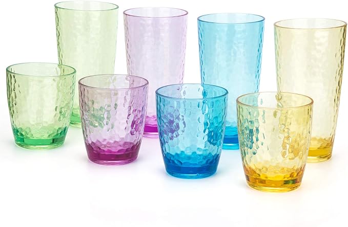 KOXIN-KARLU Hammered 15-ounce and 26-ounce Plastic Tumbler Acrylic Glasses