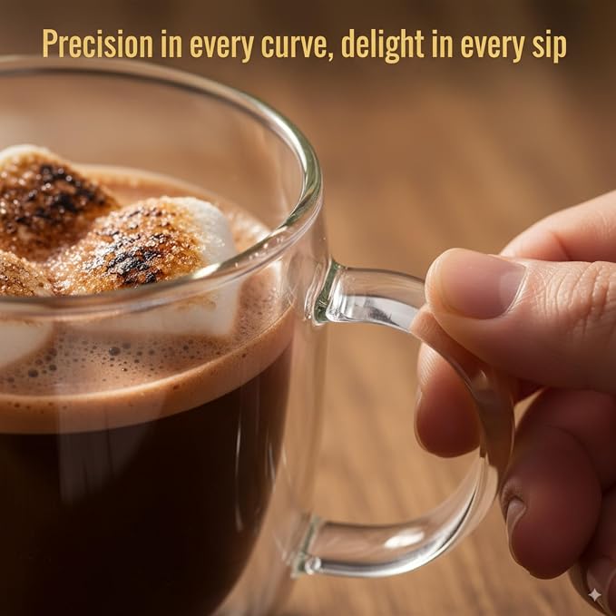 Casafoyer 9 Oz Double Wall Glass Coffee Cups Set of 4, Borosilicate Espresso