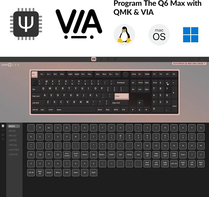 Keychron Q6 Max QMK/VIA Bluetooth Wireless /2.4 GHz/USB-C Wired Custom
