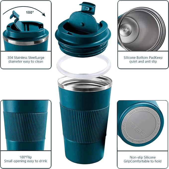 Insulated Travel Coffee Mug, Stainless Steel Coffee Cup