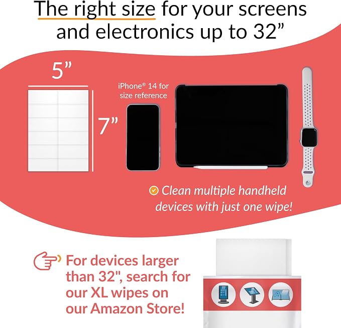 iCloth 70% Isopropyl Alcohol Large Screen and Electronics Wipes, Streak-Free