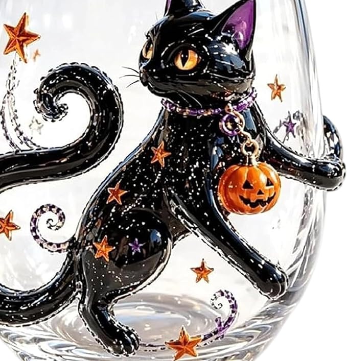 Halloween 3D Embossed Handmade Glass Tumbler Pumpkin Ghost | Handmade Halloween