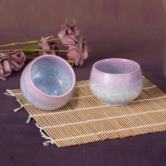 KAMMAK Japanese Tea Cups, 6.7 Oz Small Handmade Ceramic Teacups, Loose Leaf and