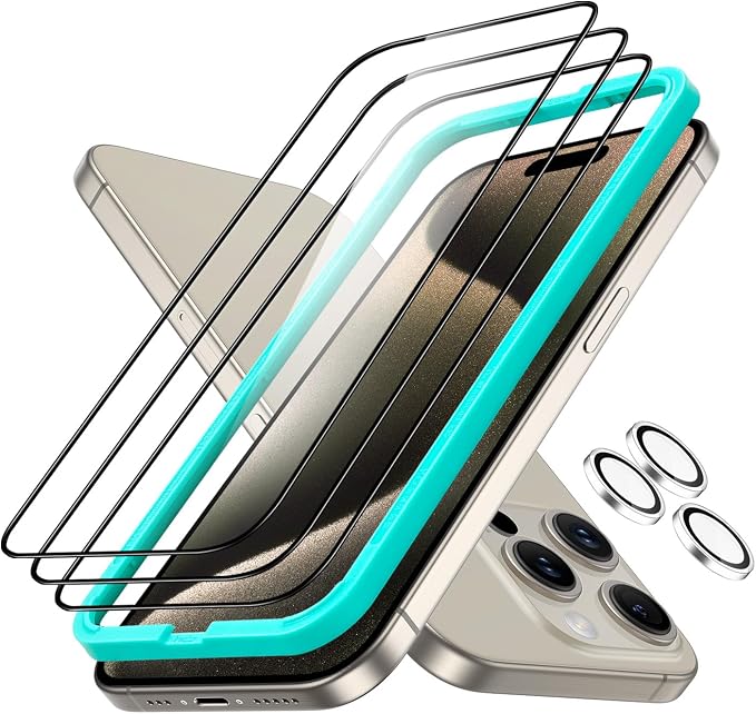 ESR 3+1 Pack for iPhone 15 Pro Max Screen Protector, Full Coverage Ultra-tough