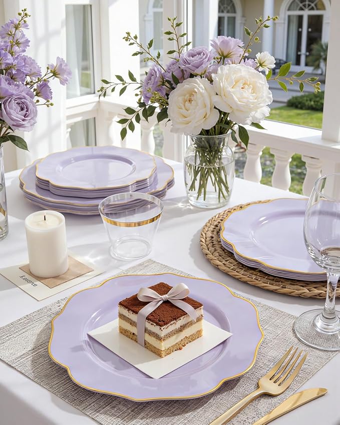 bUCLA 180PCS Purple Plastic Plates