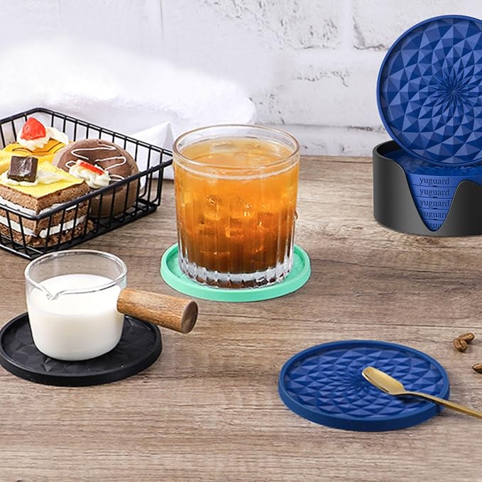 Silicone Coasters with Holders Drink Coasters, Table Cup Mat,