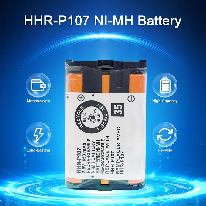 4Pack HHR-P107 NI-MH Rechargeable Battery 3.6V 650mAh