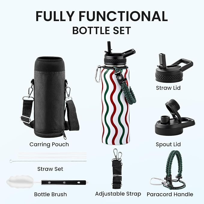 RAYMYLO Insulated Water Bottle 40 oz, Triple Wall Vacuum Stainless Steel |