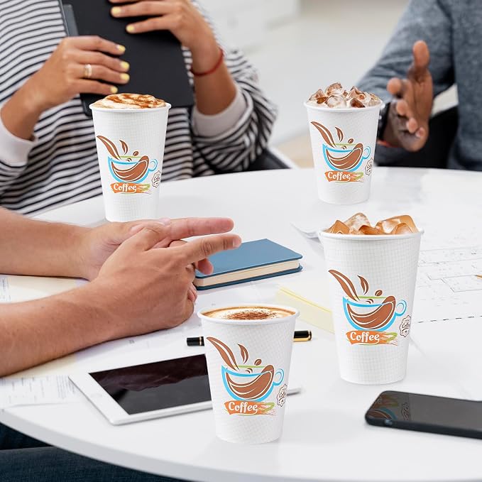 Lamosi 180 Pack 12 oz Coffee Cups, Disposable Paper Cups No Lids | Leakproof