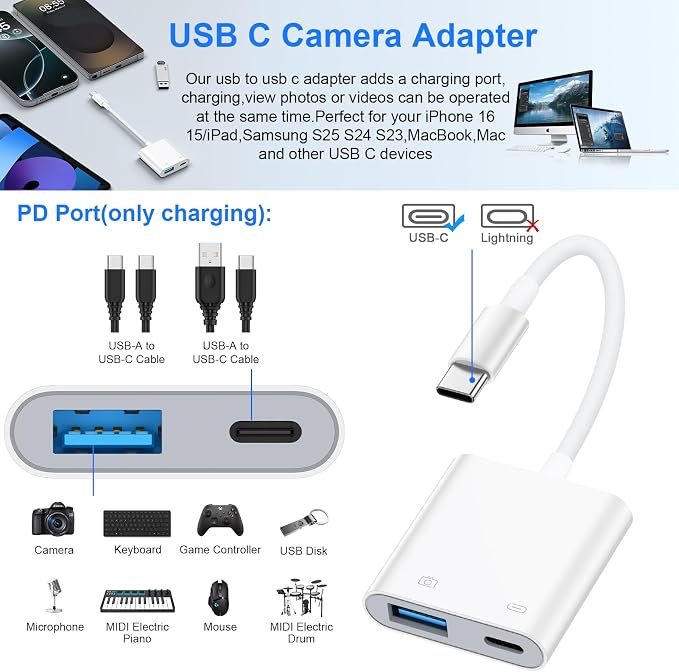 USB C to USB Camera Adapter
