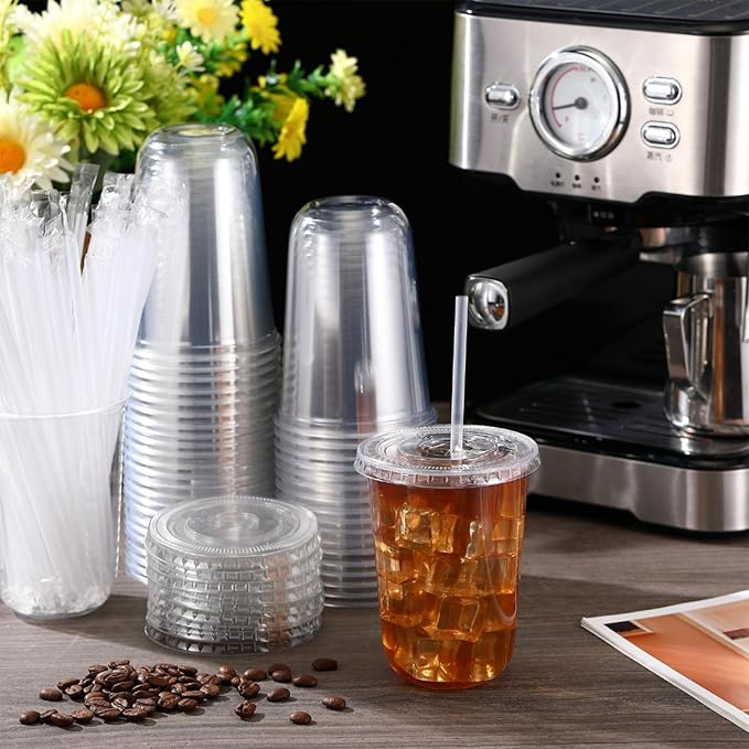 Ziliny 50 Sets 16 oz Clear Plastic Cups