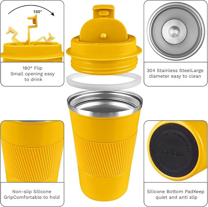 Insulated Travel Coffee Mug, Stainless Steel Coffee Cup
