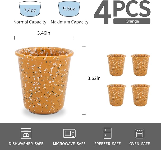 4-Piece 10oz Handleless Coffee Cups,