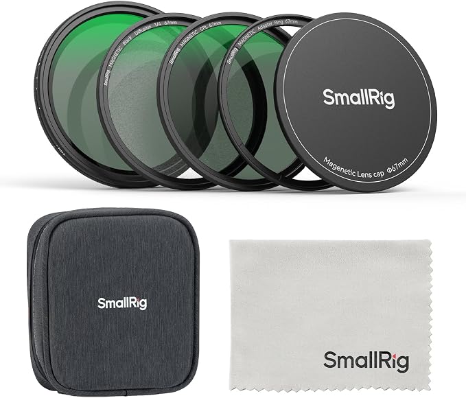 SmallRig 5-in-1 Magnetic 67mm Lens Filter Kit: VND + CPL + Black Mist 1/4 +