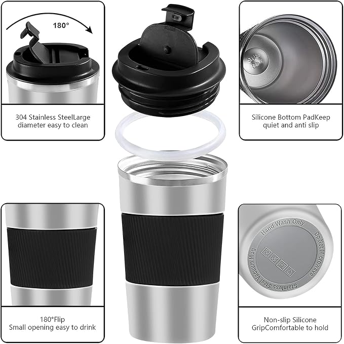 Insulated Travel Coffee Mug, Stainless Steel Coffee Cup