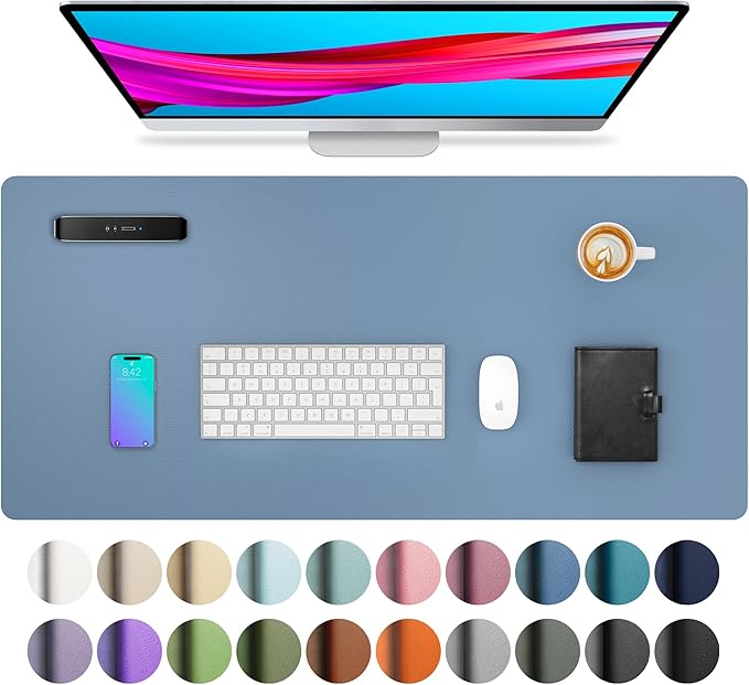 Aothia Leather Desk Pad Protector, Large Mouse Pad, Office Desk Mat, Non-Slip