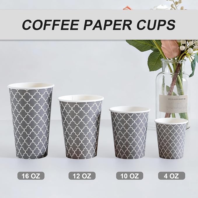 Lamosi Coffee Cups 10 oz 200 Pack, Disposable Paper Coffee Cups, Hot Cups |