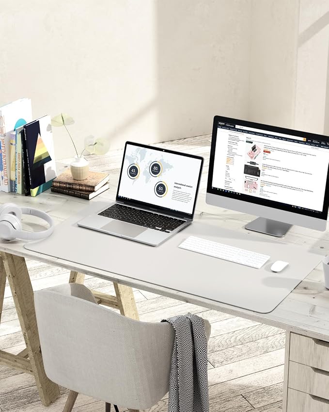 YSAGi Non-Slip Leather Desk Pad L Size, Waterproof Laptop Computer Desk