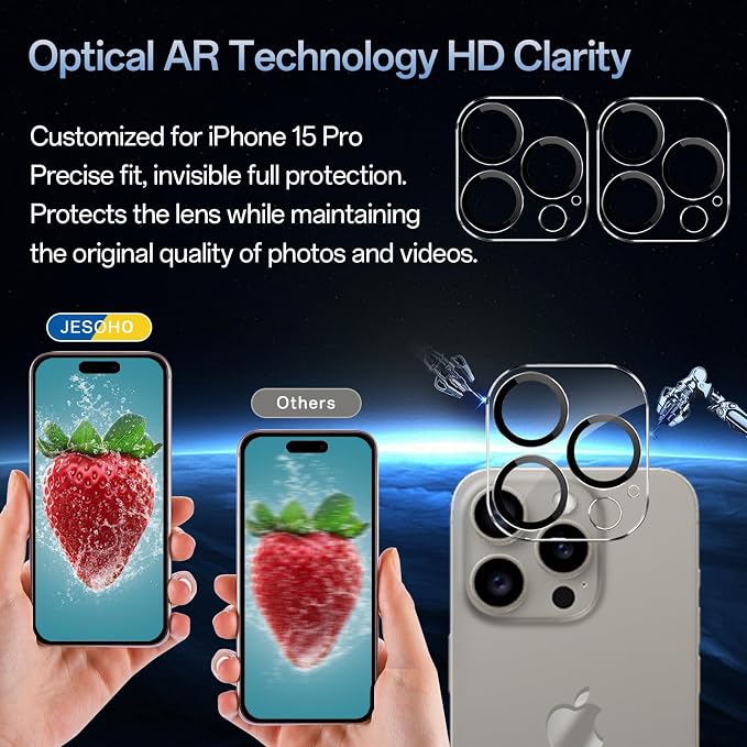 Screen Protector for iPhone 15 Pro, HD Clear, 9H Hardness, No Bubbles, Case
