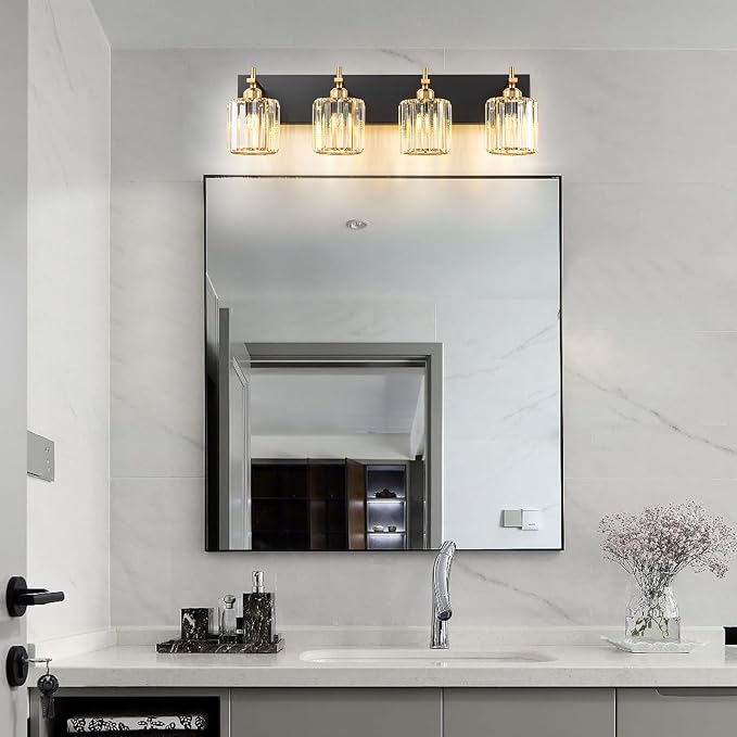 Black Gold Crystal Bathroom Vanity Light