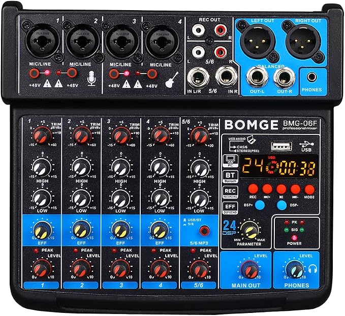 BOMGE 6 Channel mini DJ Audio sound mixer console