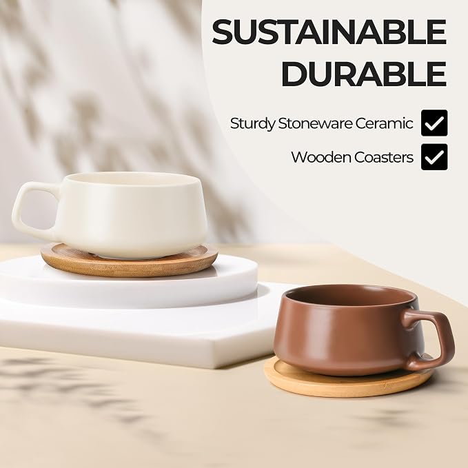 MIAMIO - Cappuccino Cup Set of 4, Ceramic - Luxe | Ceramic cappuccino cups and