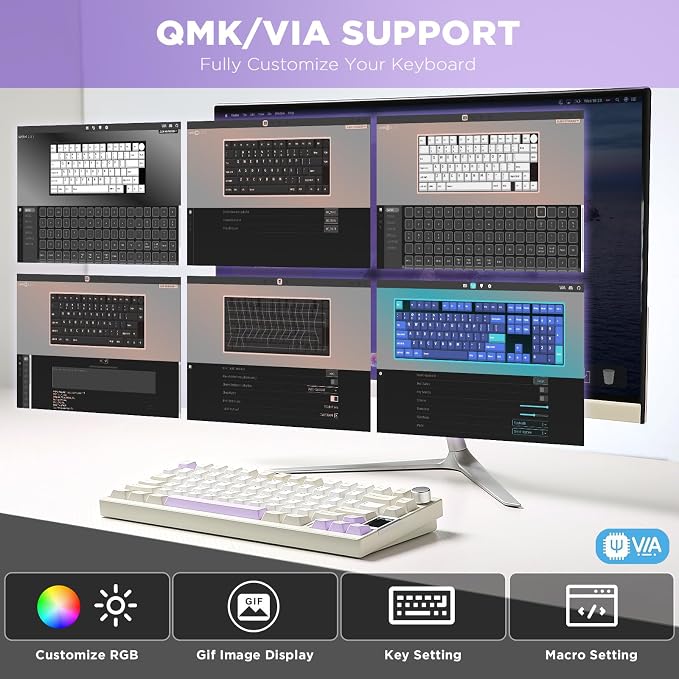 YUNZII AL80 Wireless Mechanical Keyboard, Full Aluminum CNC, Smart LCD Display