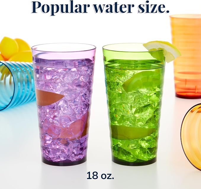 US Acrylic Splash 18 ounce Plastic Stackable Water Tumblers in Jewel Tone