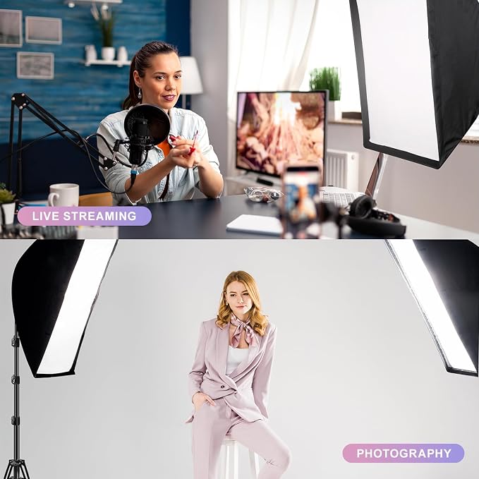LimoStudio 3400W Output Remote Control, 22 x 32 inch Softbox 85W Bulbs Light Kit
