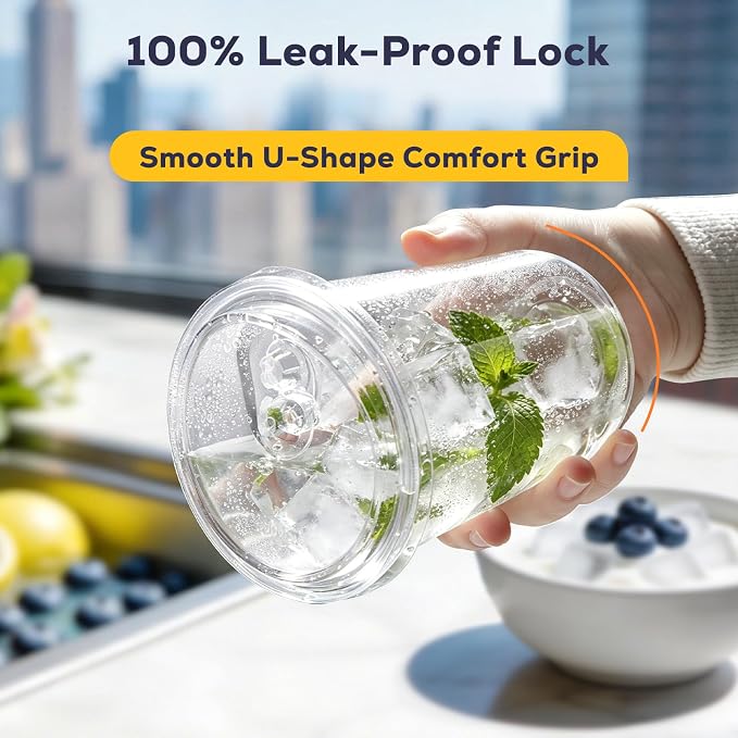 Fit Meal Prep 100 Pack 16 oz Round Bottom Clear Plastic Cups