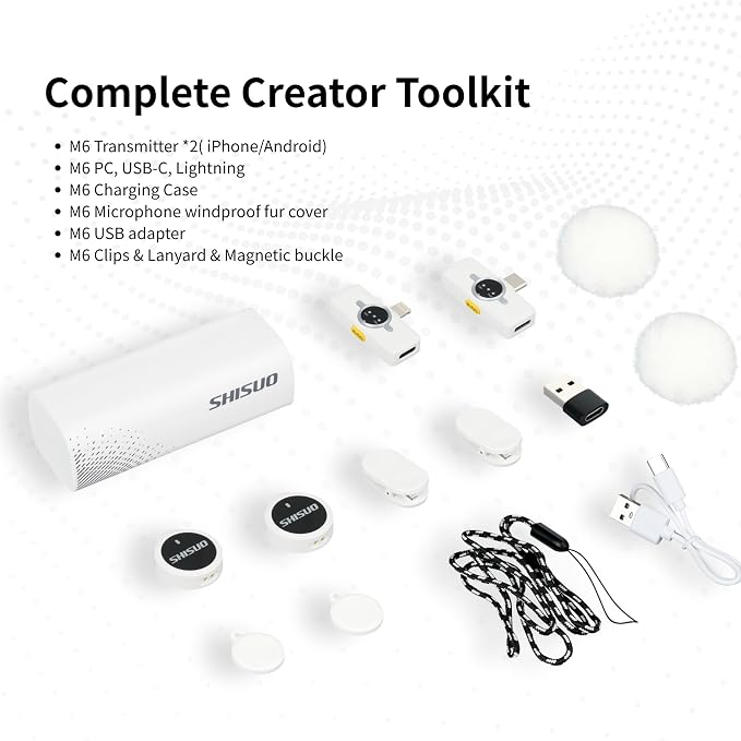 Wireless Lavalier Microphone for iPhone Android, Mini Clip-On Mic