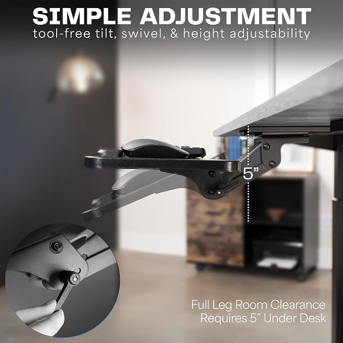 VIVO Adjustable Computer Keyboard & Mouse Platform Tray Ergonomic Under Table