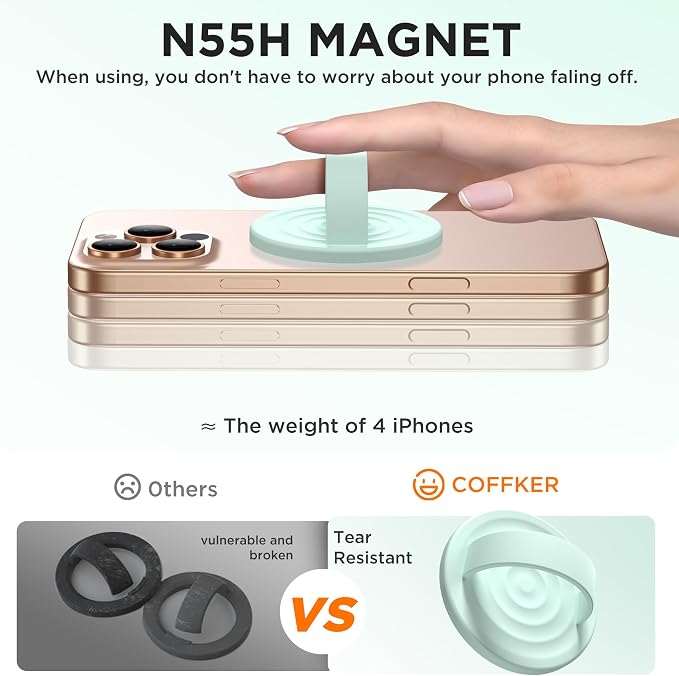 Magnetic Phone Ring Grip Holder, Silicone Finger Loop Grip, Compatible