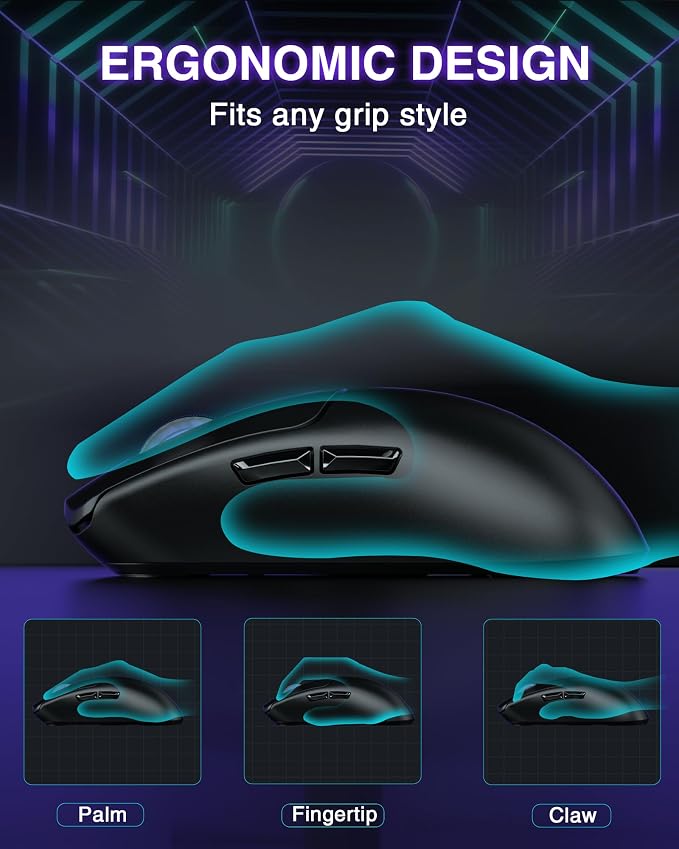 AULA SC580 Wireless Gaming Mouse, Tri-Mode 2.4G/BT5.0/USB-C Gaming Mouse