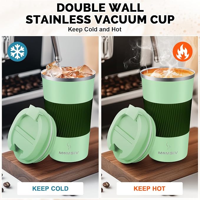 MOMSIV 17oz Travel Coffee Mug, Insulated Coffee Cup