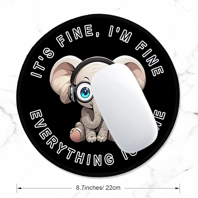 ITNRSIIET Round Mouse Pad with Stitched Edge Premium-Textured Waterproof