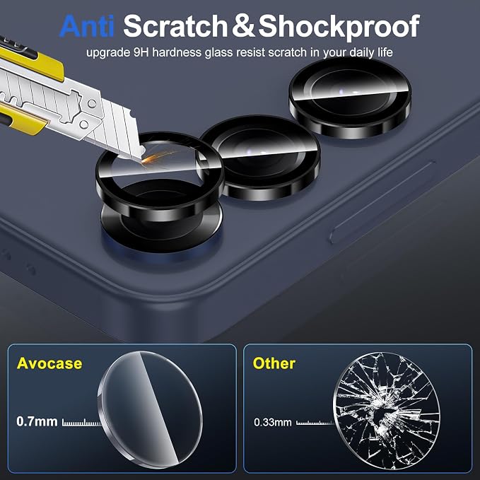 for Samsung Galaxy S25 Camera Lens Protector, Individual Metal Ring Tempered