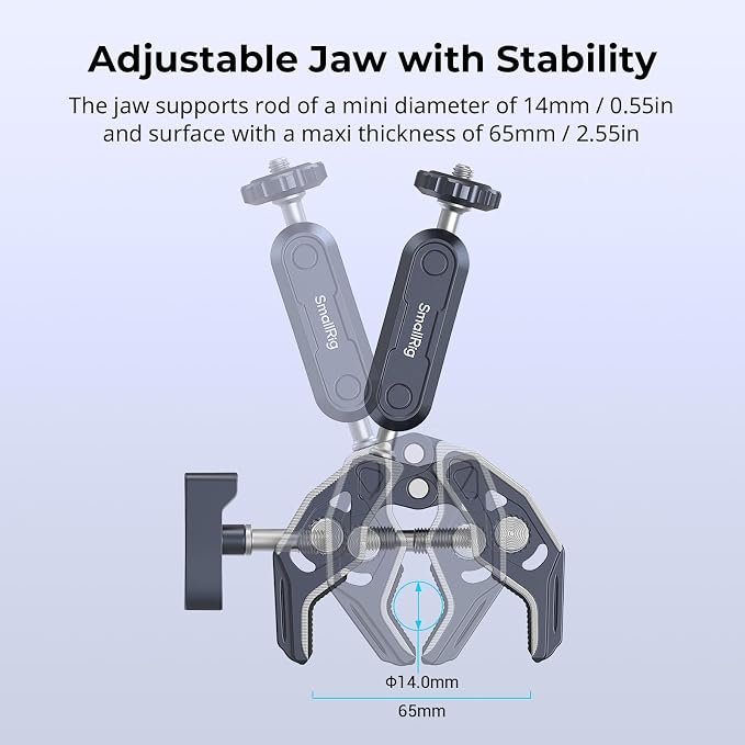 SMALLRIG Camera Mount Clamp 2-Pack, Ballhead Magic Arm