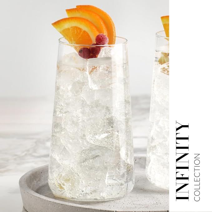 Krosno Water Glasses Set of 4, 20.3 oz, Infinity Collection | Highball Drinking